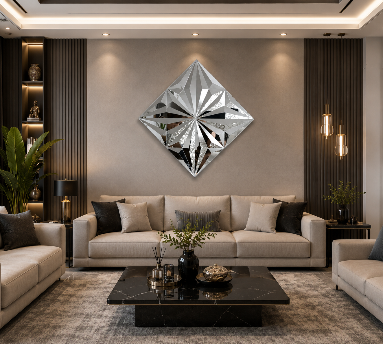 دیوارکوب آینه‌کاری ۳۳×۳۳ مدل آینه‌ای